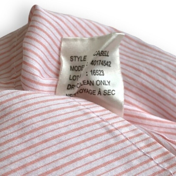 Theory Shirt Button Down Long Sleeve Orange White Stripe - Picture 8 of 9